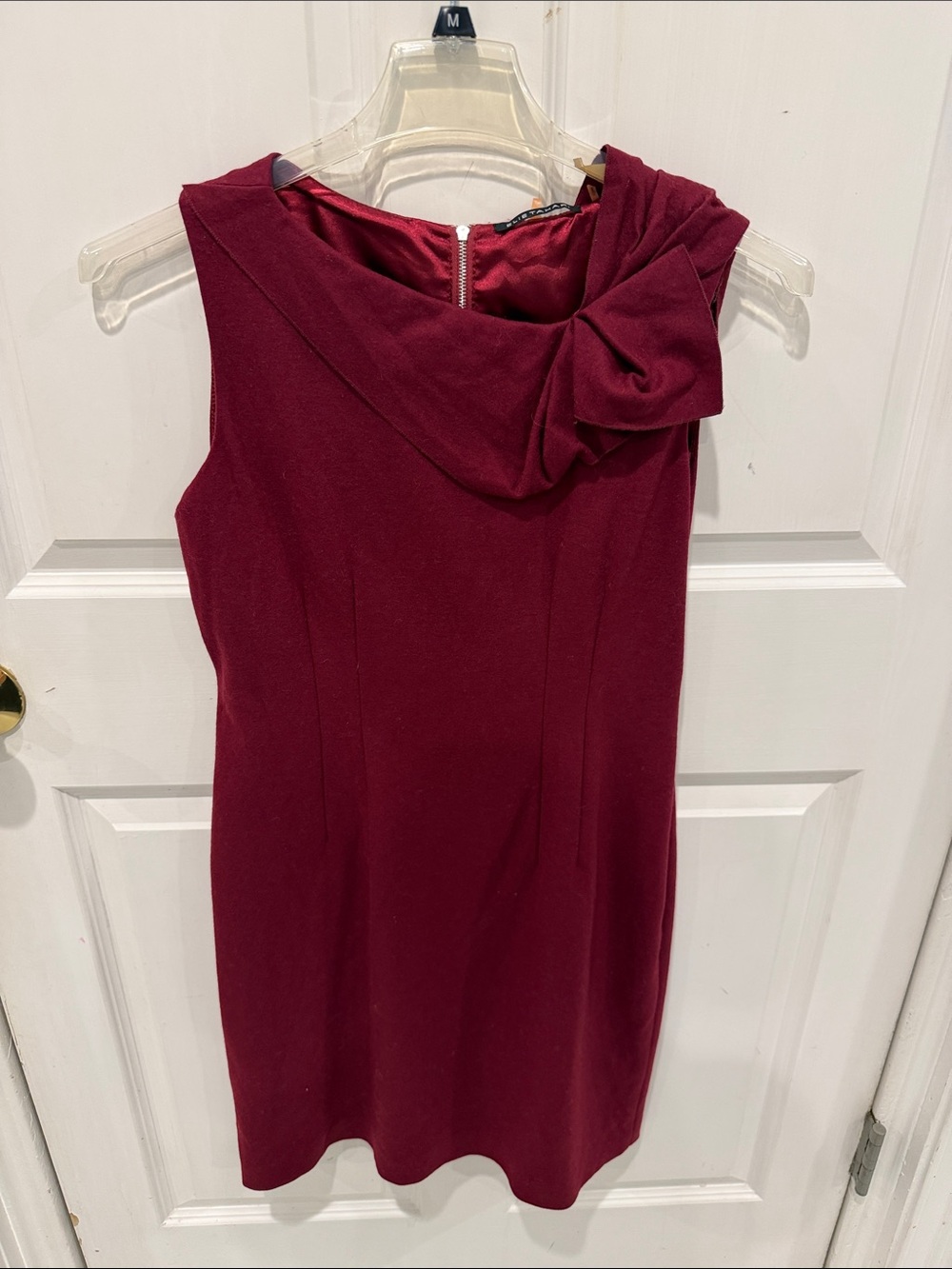 Elie Tahari Sleeveless Bow-Detail Mini Dress in Burgundy